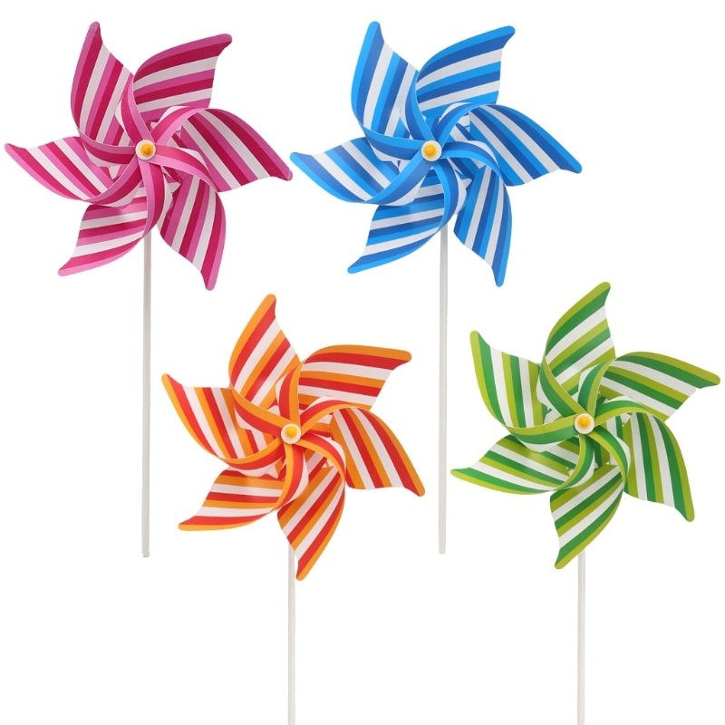 Striped Windmill Wind Spinner Home Garden Yard Decoration Kids Children Toys