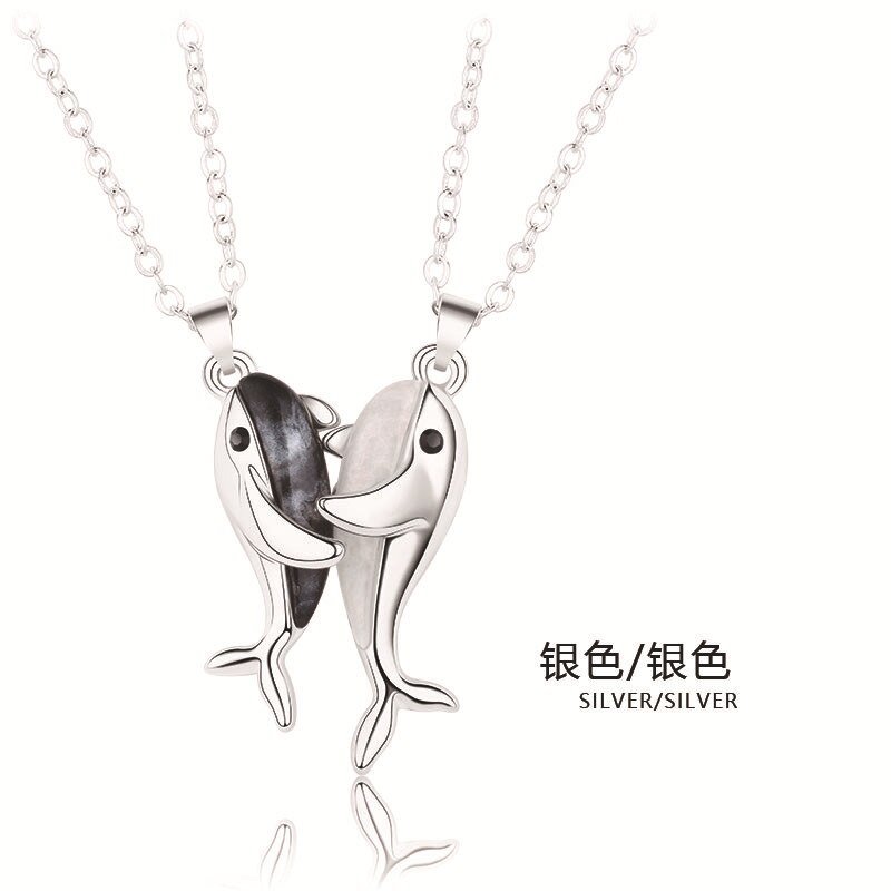 Fashion New Whale Love Couple Necklace un paio di collane in Magnetite per uomo e donna regali per san valentino: 01