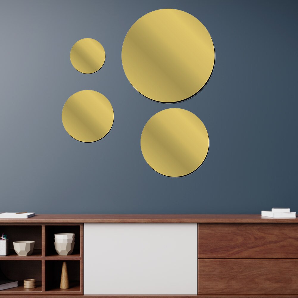 Espejo redondo autoadhesivo para decoración del hogar, calcomanías decorativas 3D de acrílico, Mural de 10-30cm, para dormitorio, sala de estar