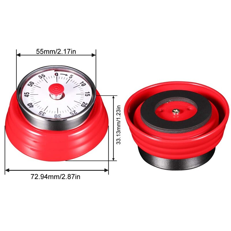Beste 60 minutter mekanisk timer-magnetisk visuell nedtellingstidtaker med alarm for kjøkkenmatlaging baking sport barn(rød)