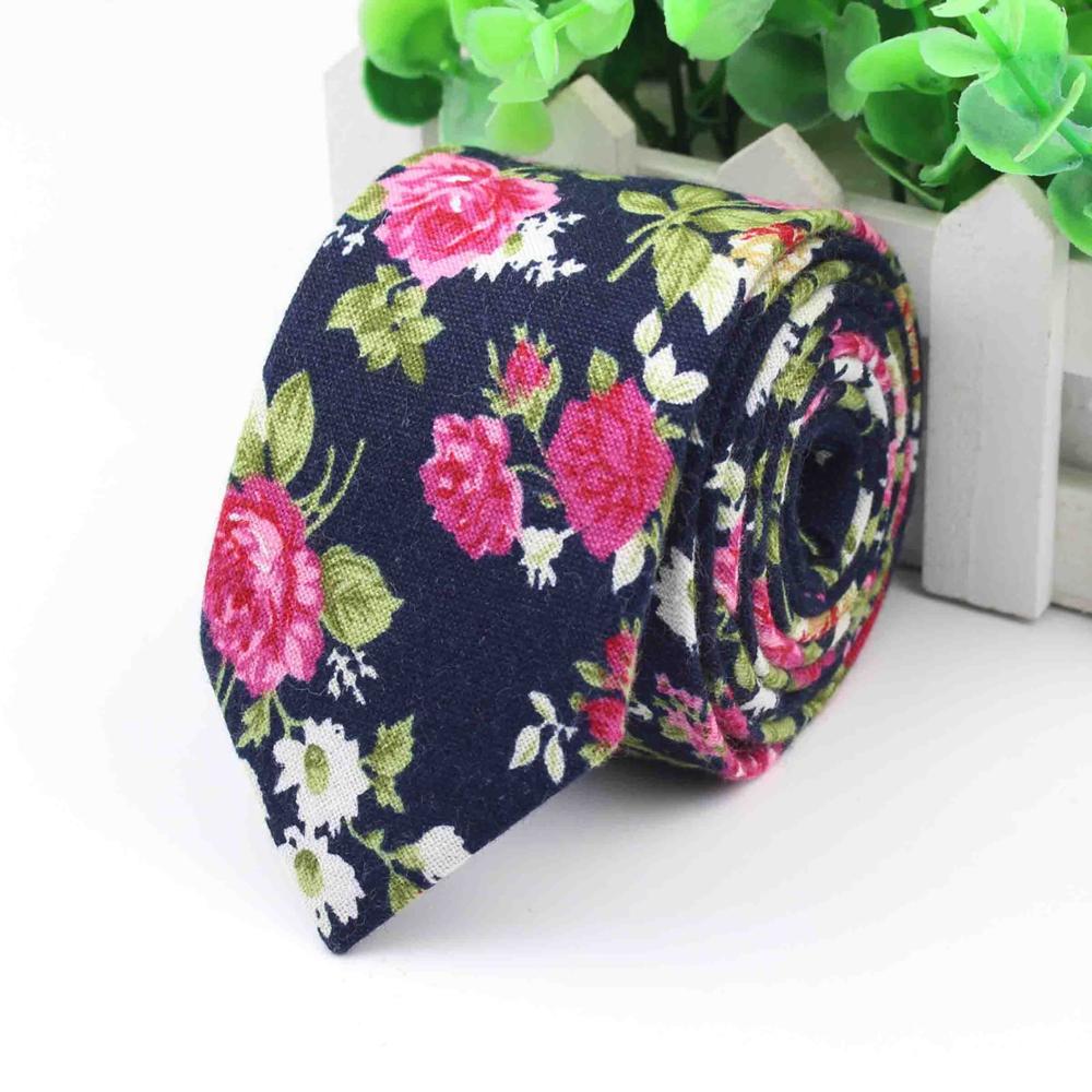 Bomull rose herre fargerike slips slips slips smal krysantemum slim mager cravate smale tykke slips 6cm