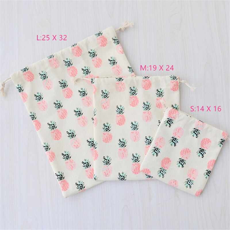 Bærbare snøre tasker pige sko tasker kvinder bomuld rejse pose opbevaring tøj håndtaske makeup taske: L (25 x 32)