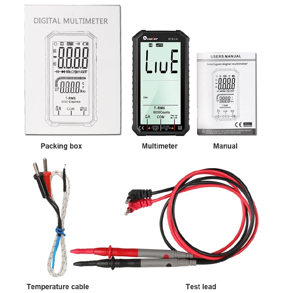 4.7-Inch Lcd-scherm Smart Digitale Multimeter Automatische + Handmatige Maatregel Weerstand Diode Capaciteit Temperatuur Frequentie Test