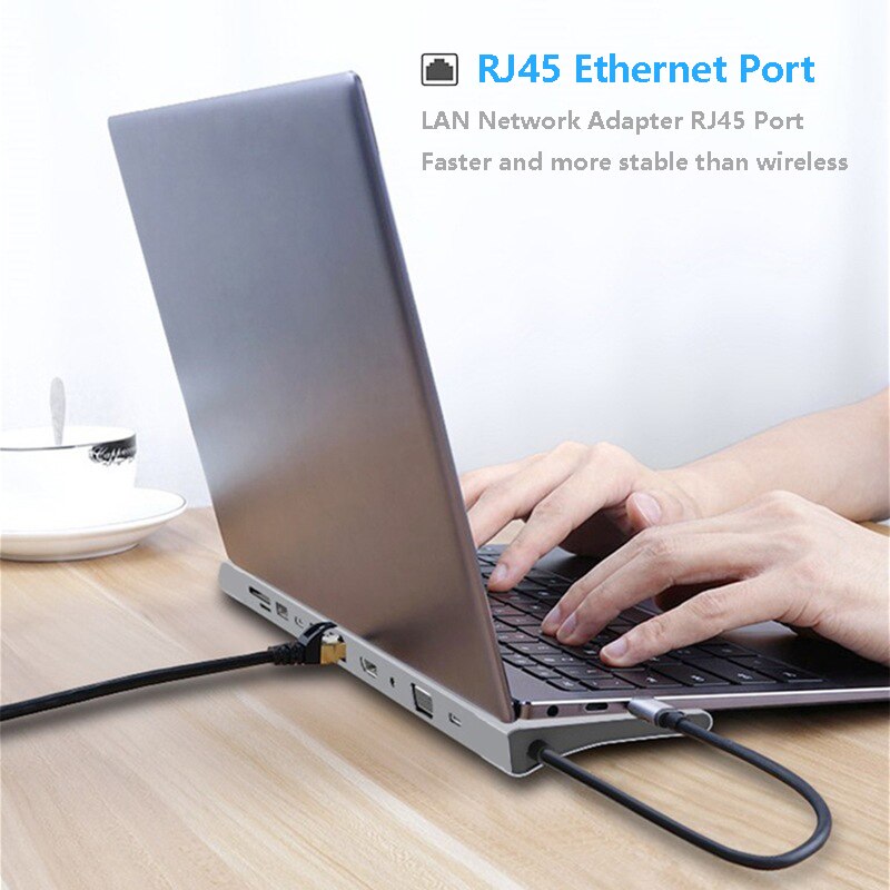 11 in 1 USB Type C Hub Adapter Laptop Docking Station HDMI VGA RJ45 PD For MacBook HP Lenovo Surface Compatible Thunderbolt 3