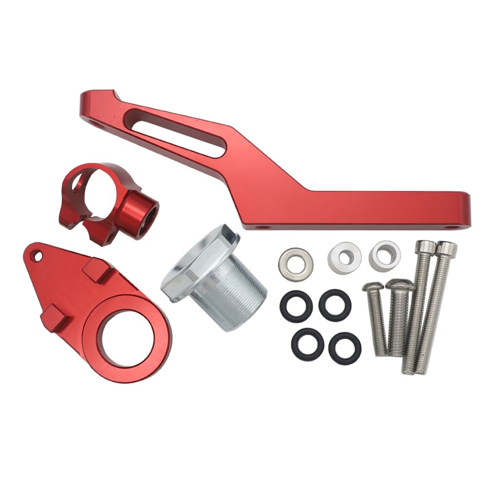 ZX-6R CNC Motorcycle Steering Stabilize Damper Bracket Mount For Kawasaki ZX6R -: Red support