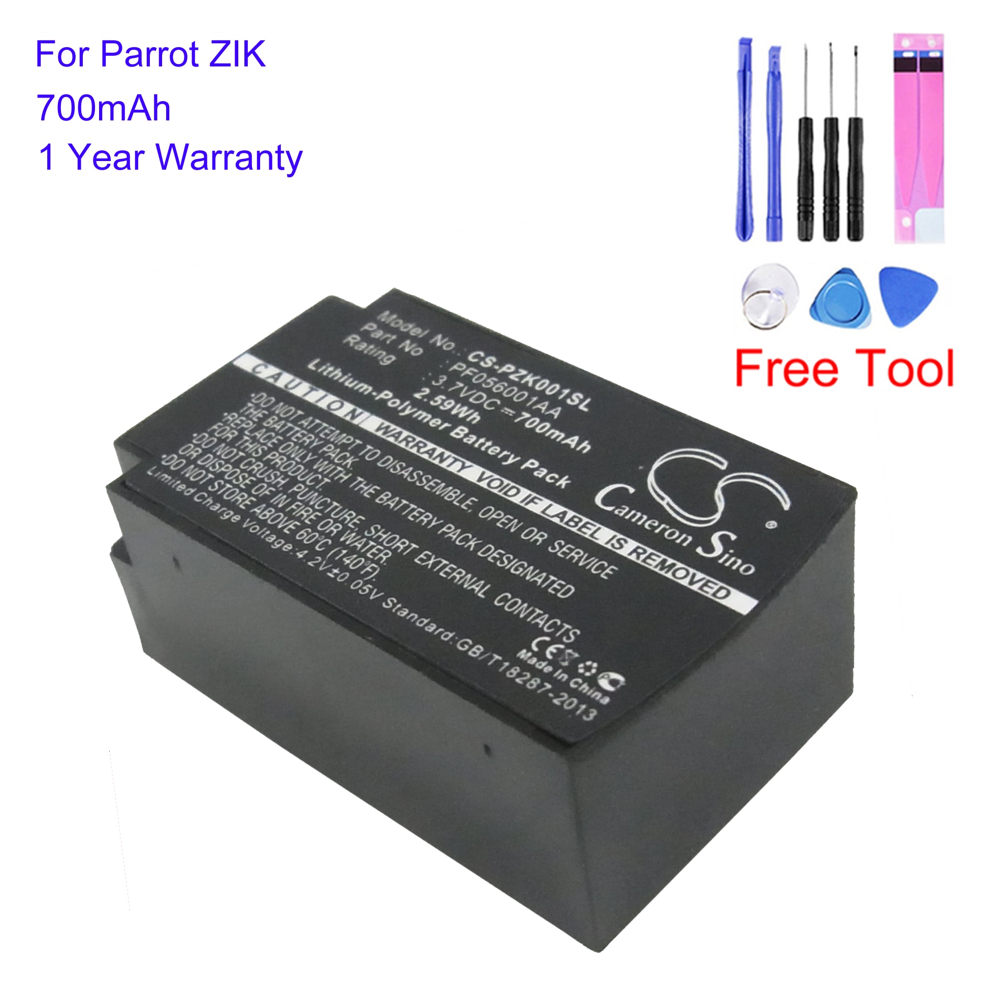 Ecouteurs numériques sans fil, batterie de remplacement, pour Parrot ZIK 700mAh, CS-PZK002SL