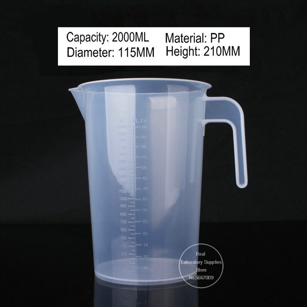Copo de medição graduado plástico engrossar transparente do laboratório 250ml a 5000ml para o recipiente volumétrico do laboratório ou do agregado familiar