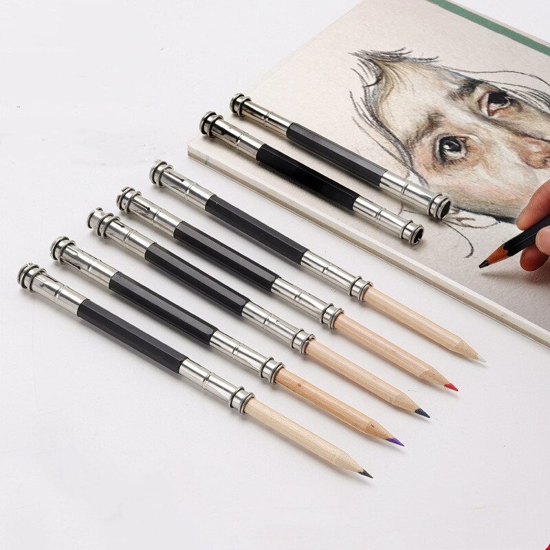 Double head metal pencil extender stainless steel pencil extender pencil receiver pencil case student pencil case