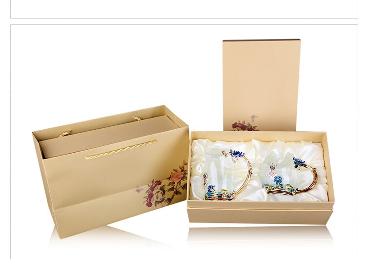 Tekanna box bröllop lådor stor liten storlek för jul födelsedag glas varor paket för ömtåliga produkter muggar: Dubbel mugglåda