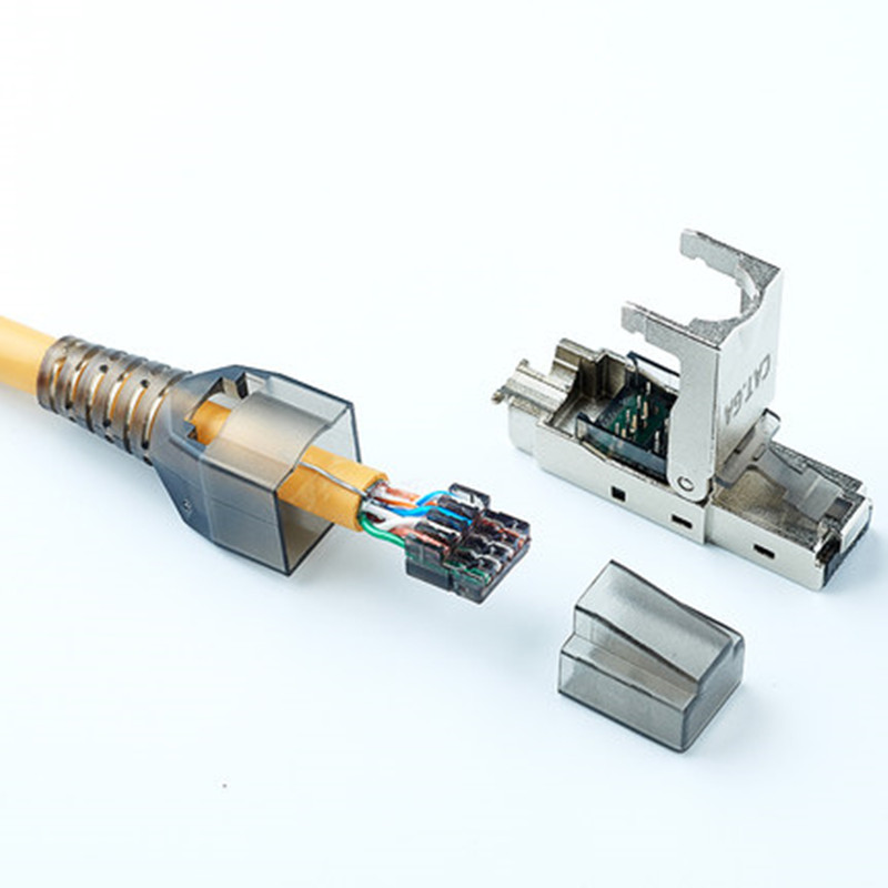 Afgeschermd Kristal Cat6a Ethernet RJ45 Adapter Adsl Modem CAT6A Plug Herbruikbare Soorten Kristal Hoofd Ethernet Connector 10 Gigabi