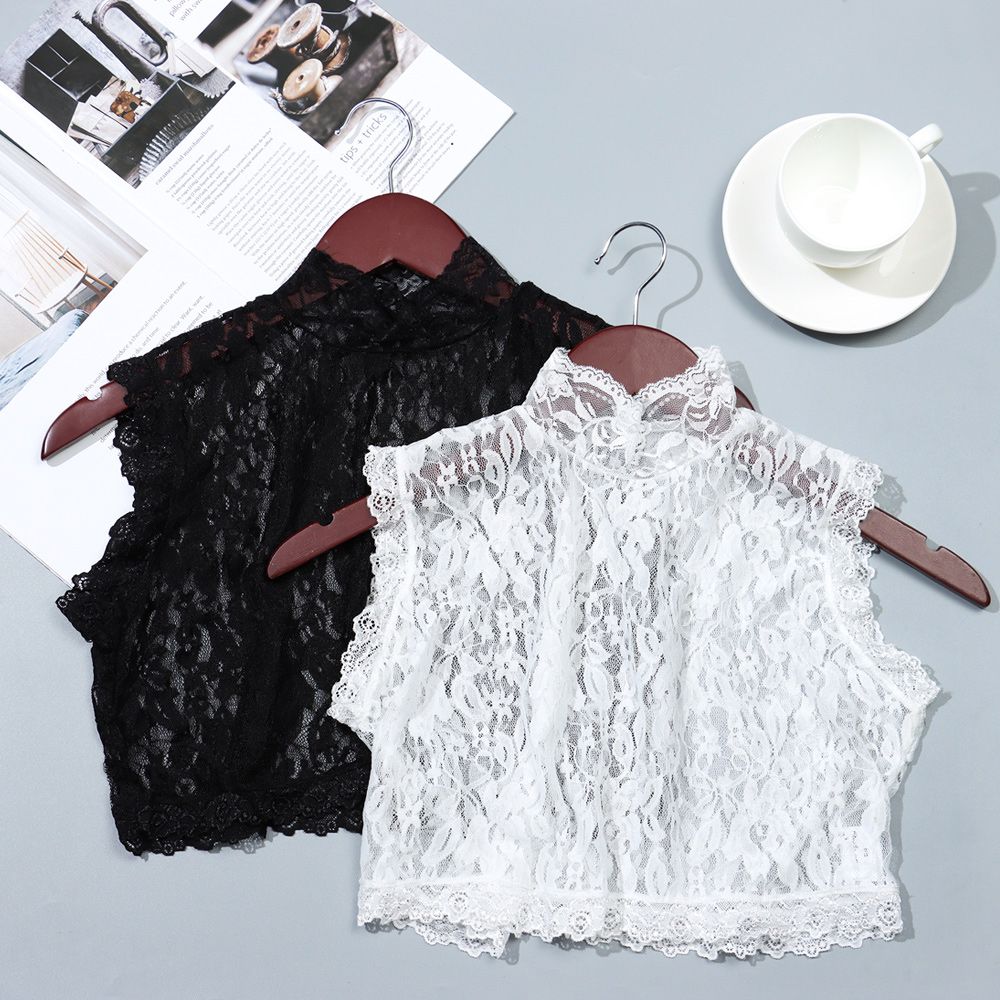 Chemisier Vintage à faux col en dentelle pour femmes, chemise Simple à la , faux cravate à revers, accessoire de vêtements