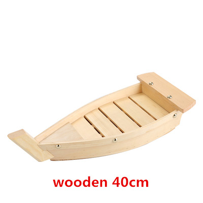 Bateau de Sushi de Cuisine japonaise, outil de fruits de mer, modèle de boutique en bois, fait à la main, bateau Simple, Sashimi assortiment de plats froids, vaisselle de Bar: Wooden 40cm