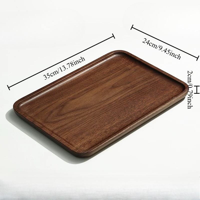 Black Walnut Wood Tray Household Wooden Tea Tray Put Cups Wooden Plate Coffee Dessert Storage Dinner Plate: Red