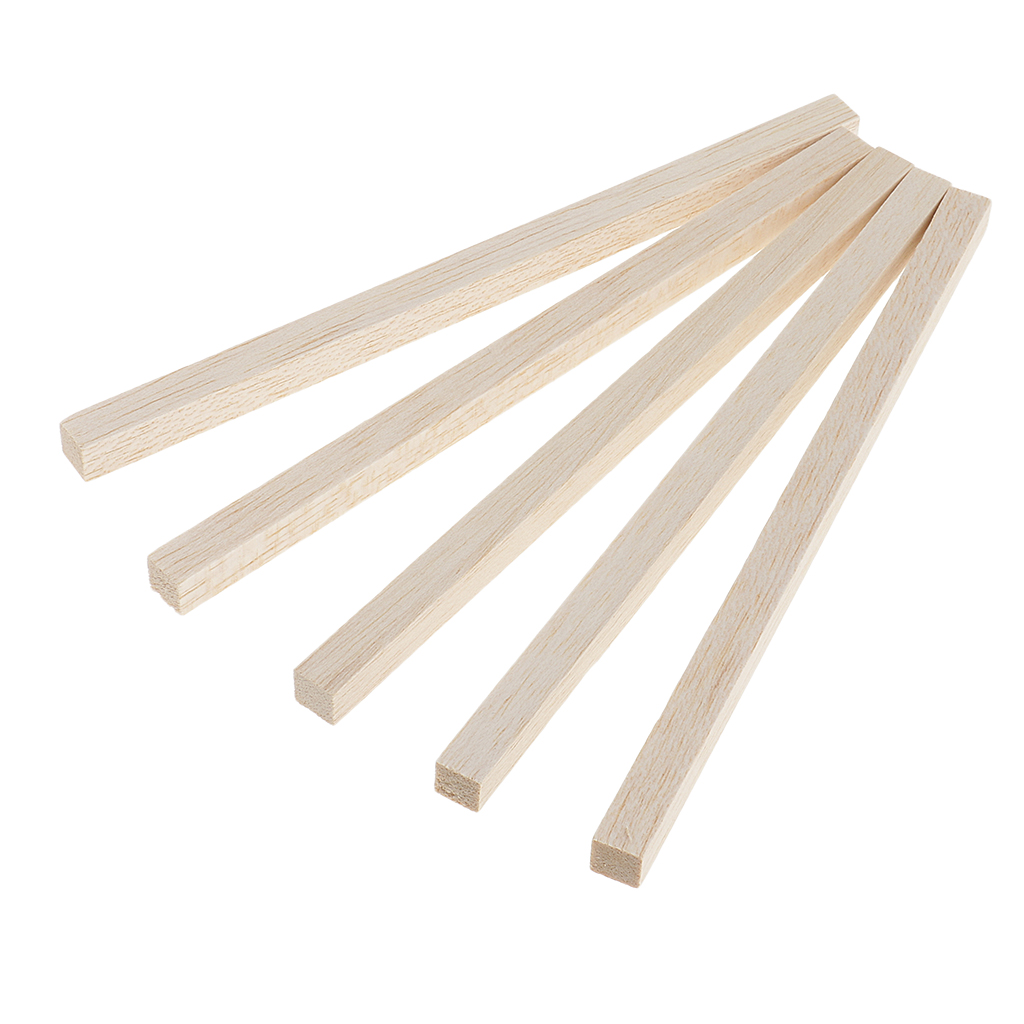 4 Sizes Natural Square Wood Stick Wooden Dowel For Model Making Hobbies Craft: 200mm 5 Pieces