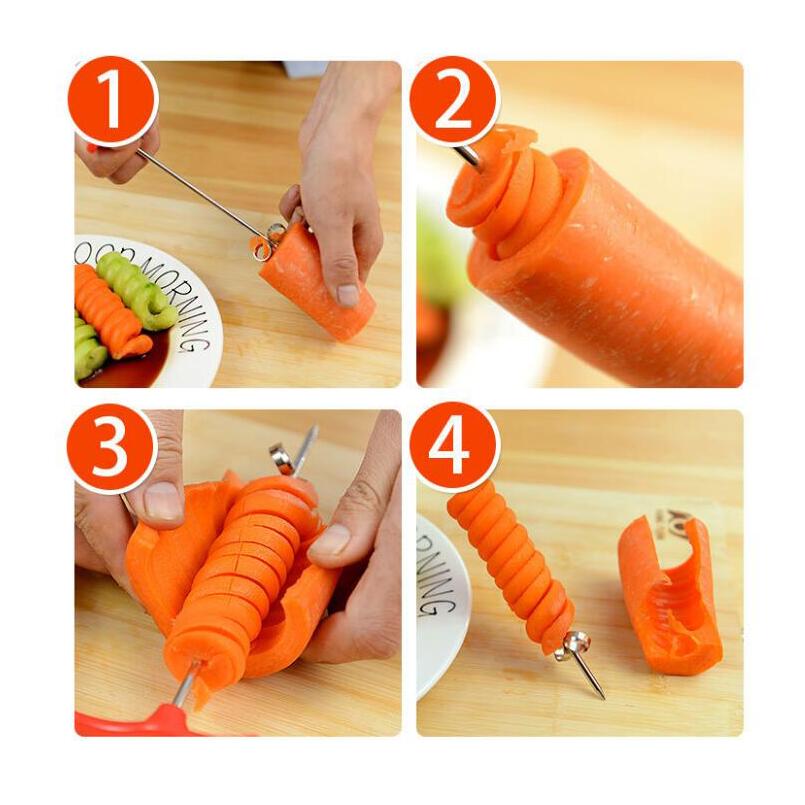 1 st grönsaker spiral kniv potatis morot gurka sallad hackare manuell spiral skruv skärare skärverktyg