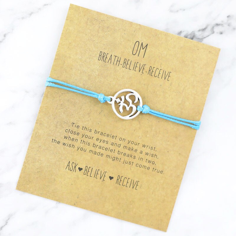Healing Namaste Yoga Bracelets OM Charm Bracelets Lucky Buddha Yoga Jewellery for Women Men Hindu Symbol Lucky Bracelet: Blue