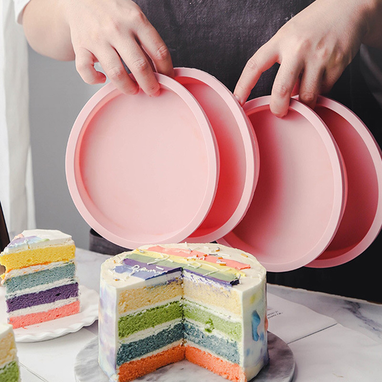 Unieke Slice-Gratis Gelaagde Cakevorm Bakplaat Cakevorm Accessoires Lade Chiffon Cakevorm Keuken Bakvormen Siliconen Mal