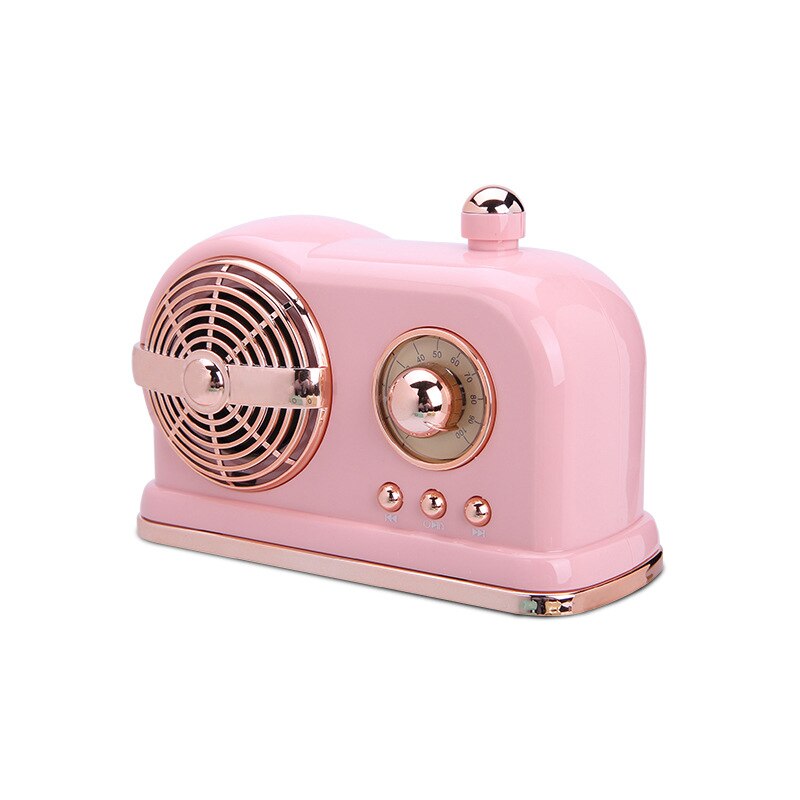 Draadloze Stereo Retro Luidsprekers Draagbare Bluetooth Vintage Luidsprekers Met Handsfree Bellen Aansluitbaar Sd-kaart Aux Muziekspeler: Pink