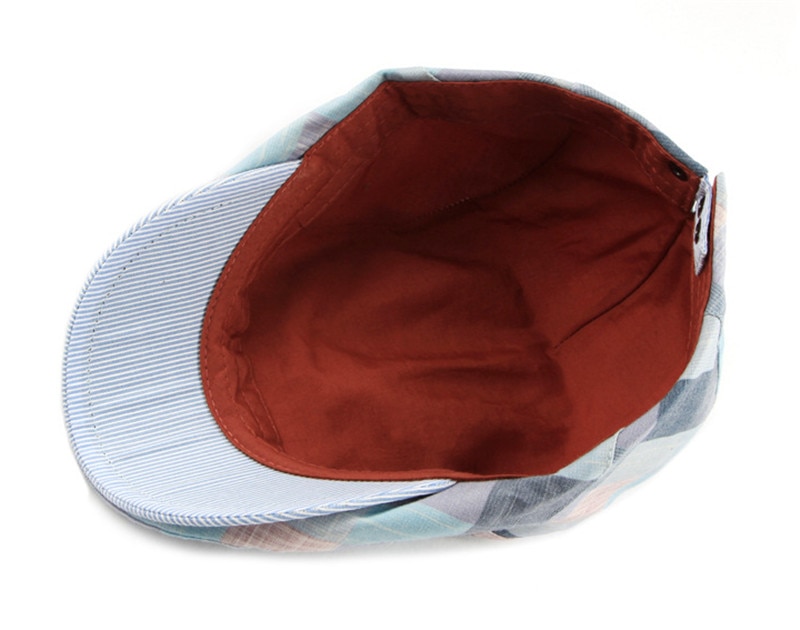 Spring Autumn Hats For Men Casual Plaid Cotton Beret Caps Gorras Planas Boinas Check Flat Cap Adjustable Male Berets