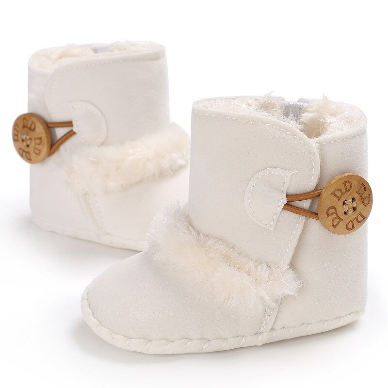 Baby Boys Boots Baby Girls Shoes Keep Warm Button Buckle Soft Sole Snow Boots Toddler Winter Boots Snowshoes 6 colours: whtie / 2