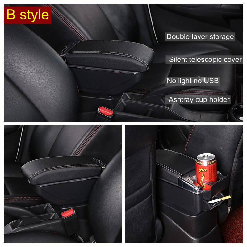 Caja de reposabrazos para Toyota Hilux, piezas de reequipamiento Interior del coche, almacenamiento de reposabrazos giratorio, retráctil, USB, LED, portavasos, accesorios: B Styke Black White