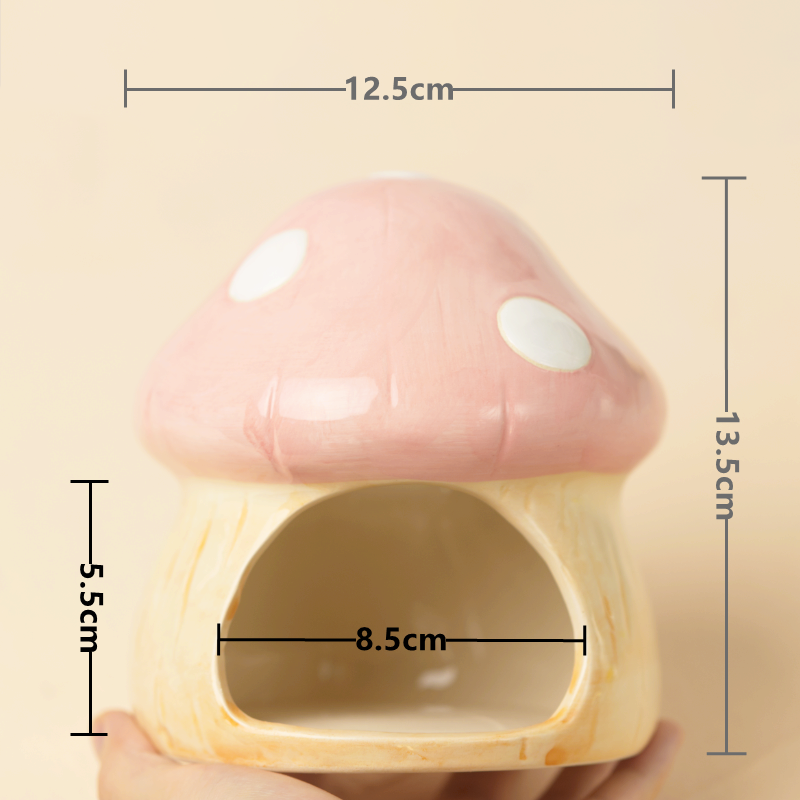 Casa de setas de cerámica para mascotas, artículos para mascotas, jaula para hámster, cuenco pequeño para mascotas, para conejo, hurón, rata, Chinchilla, erizo, productos para mascotas, 2023: Gris claro