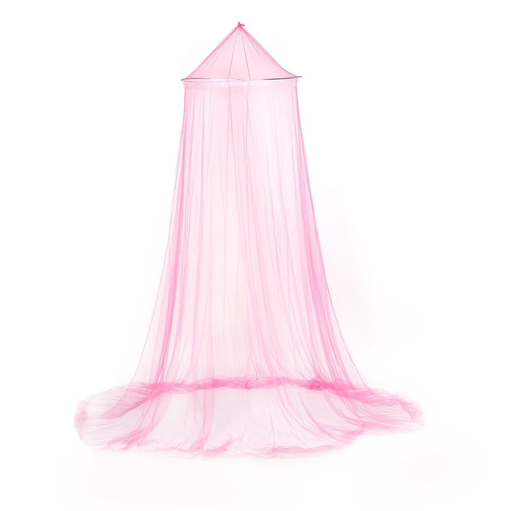 Verão redondo laço inseto cama dossel rede cortina de malha poliéster tecido uso doméstico elegante pendurado cúpula anti mosquito net 8 cor: Rosa