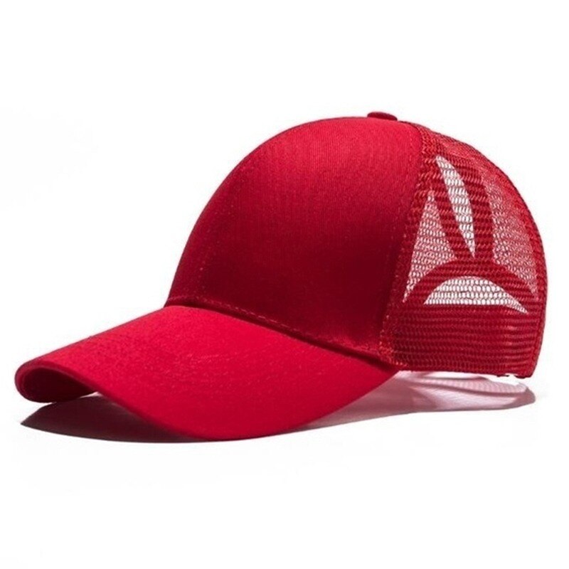 queue de cheval casquette de baseball été femmes réglable chapeau noir salissant capuchon décontracté coton fille Snapback capuchon en maille: Style A Red