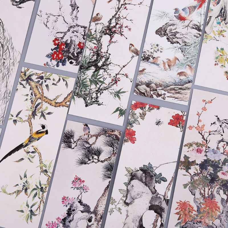 30pcs Flowers Birds Bookmarks Paper Page Notes Label Message Card Book Marker School Supplies Stationery