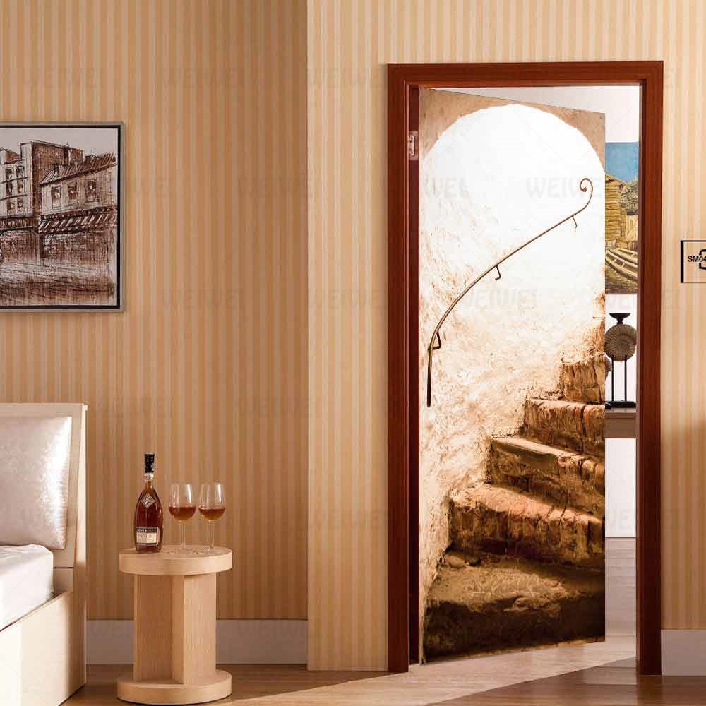 Seinätarrat muraali 3d askelman vintage portaikko ... – Vicedeal