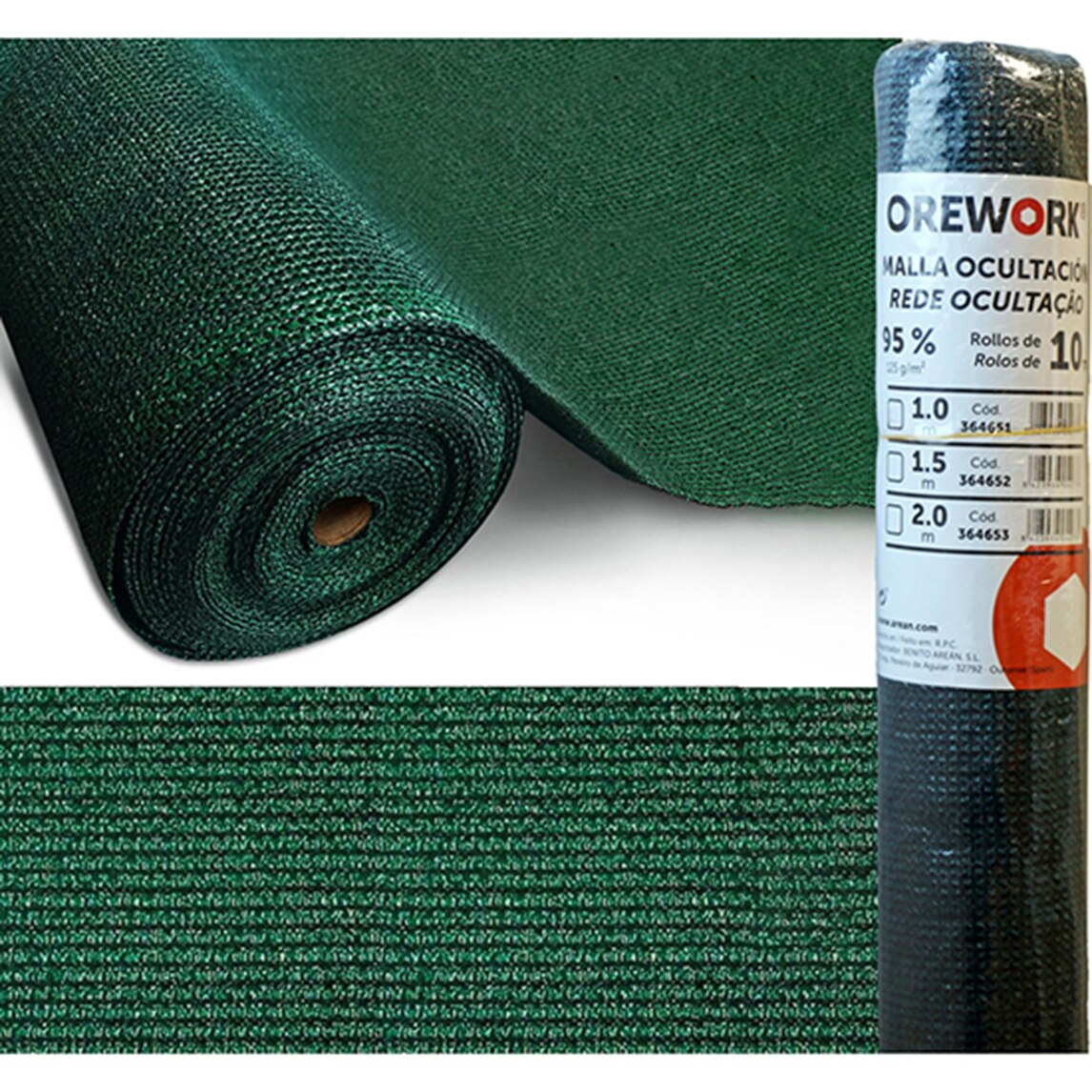 Malla ocultacion 95% Orework 1x10 m| Tela para Verja| Lona para Sombreo 95%/ | Facil de Instalar| Color Verde