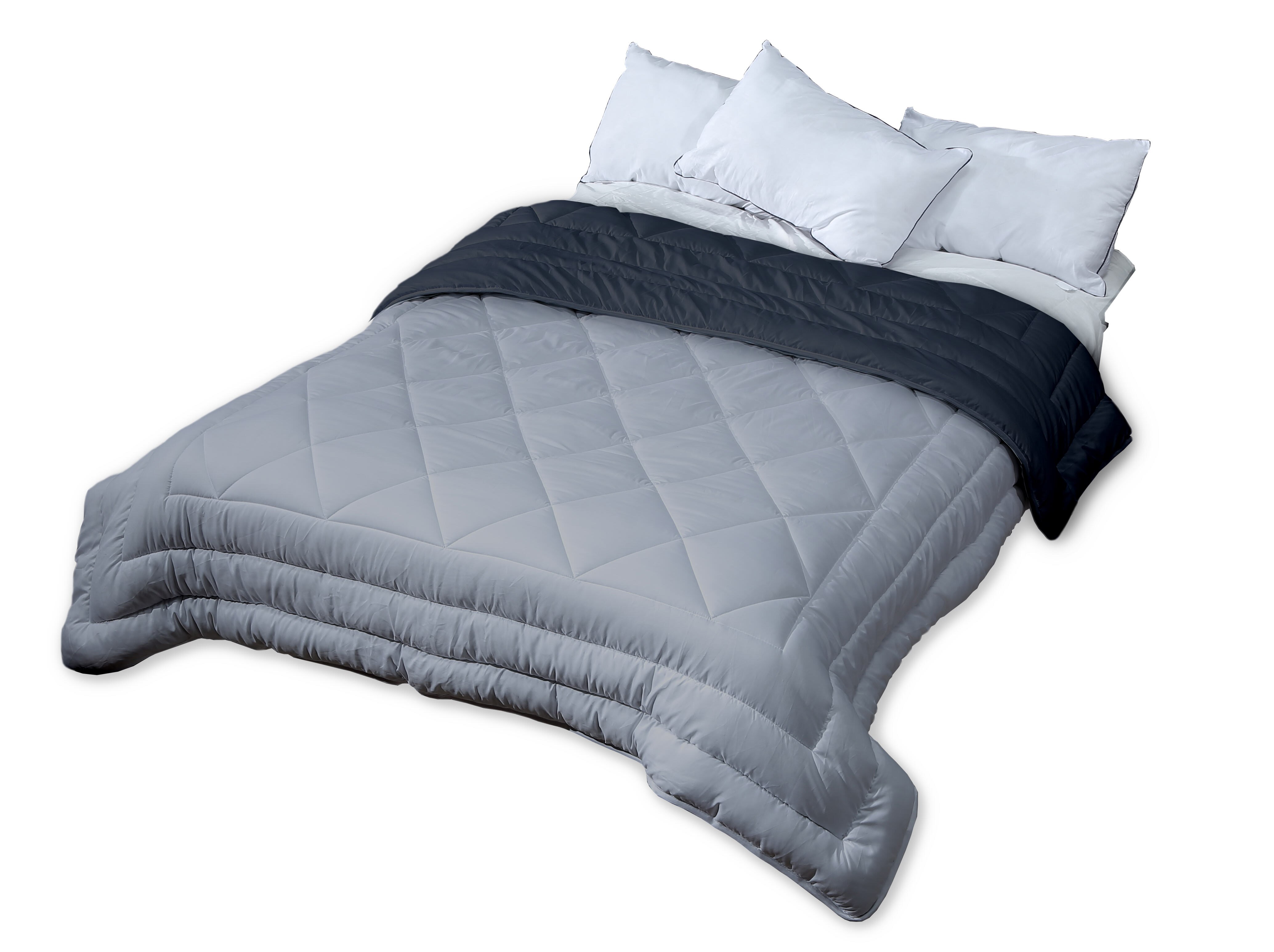 ADP Home - Edredón Nórdico Bi-Color 300 Grms 100% Fibra Hueca Siliconada 6D, Exterior 100% Microfibra Tacto de Melocotón: 135cm (220x260 cm) / Gris y Gris claro
