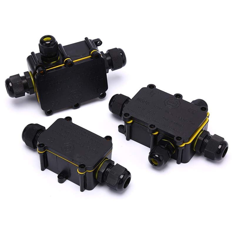 IP68 450V 20A Waterproof Junction Box Electrical Enclosure Cable Connecting Terminal Block Waterproof Black Cable Junction Box