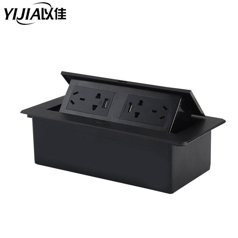 Pop Up Floor Socket 16A EU Standard Power Outlet Aluminium alloy socket Charging Port 5V 1A French socket computer USB socket