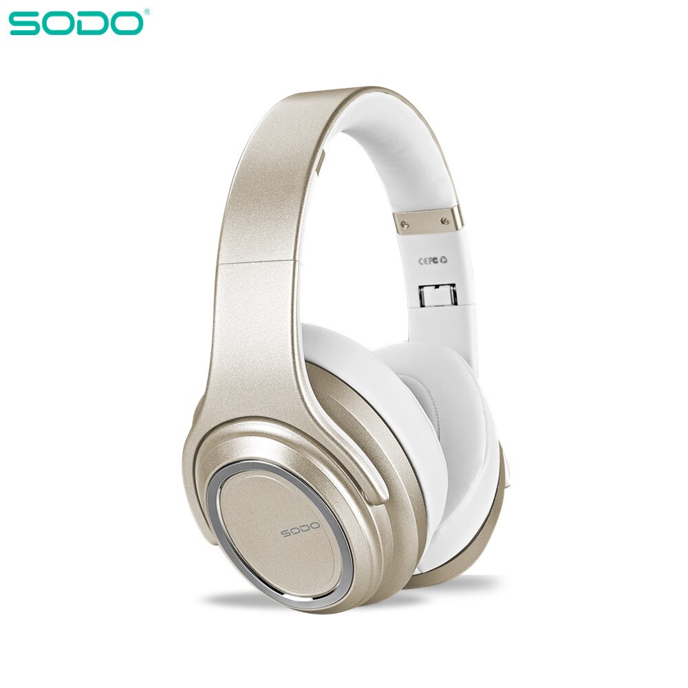 SODO MH-11 Wireless Headphones Speakers 2 in 1 HiFi Stereo Bluetooth-compatible 5.0 Over-Ear Headphones with Mic Support TF/FM: Gold