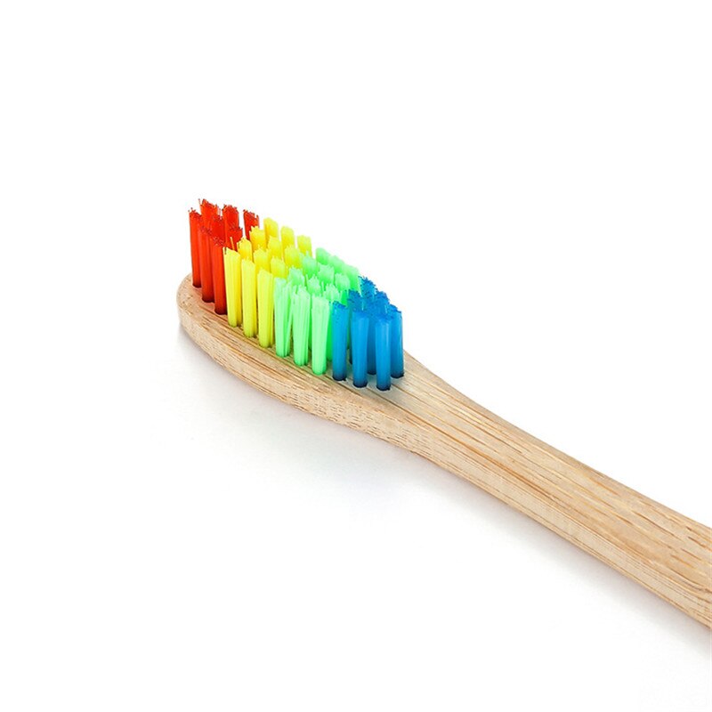 Rainbow 1 PC Natureza Punho De Madeira Cabeça escova de Dentes de Cerdas Macias Escova De Bambu Colorido Para Oral Care