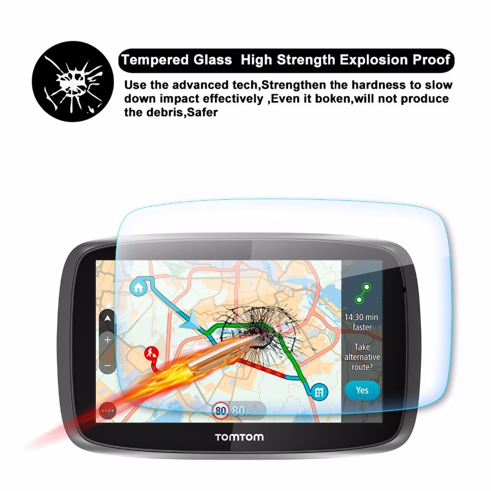 RUIYA screen protector for TomTom Go 600 610 6000 6100 circular 6inch gps navigation touch screen,9H tempered glass protector