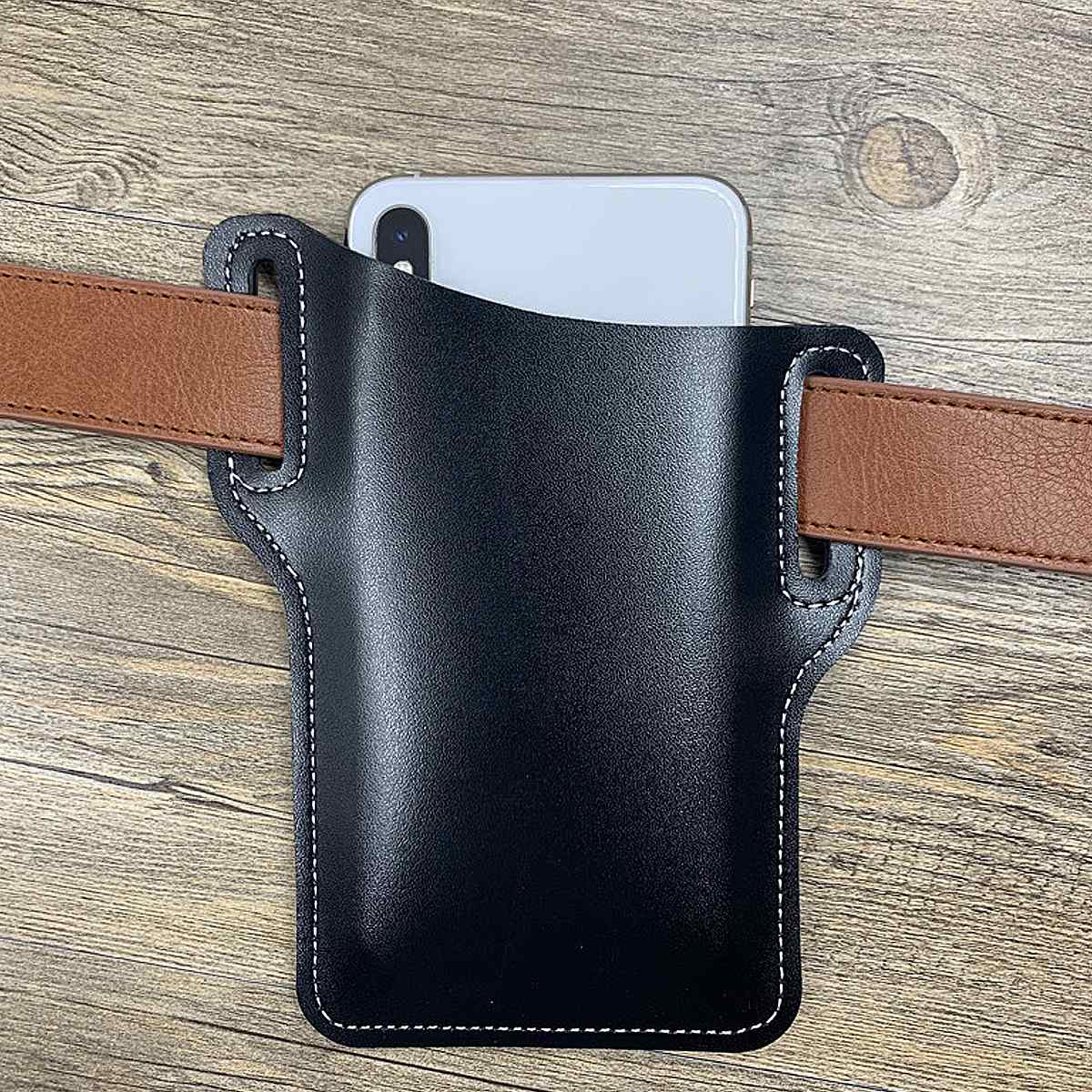 PU Leather Men Cellphone Belt Loop Holster Case Waist Bag Leather Phone Wallet Vintage Belt Bag Mobile Phone Protective Sheath