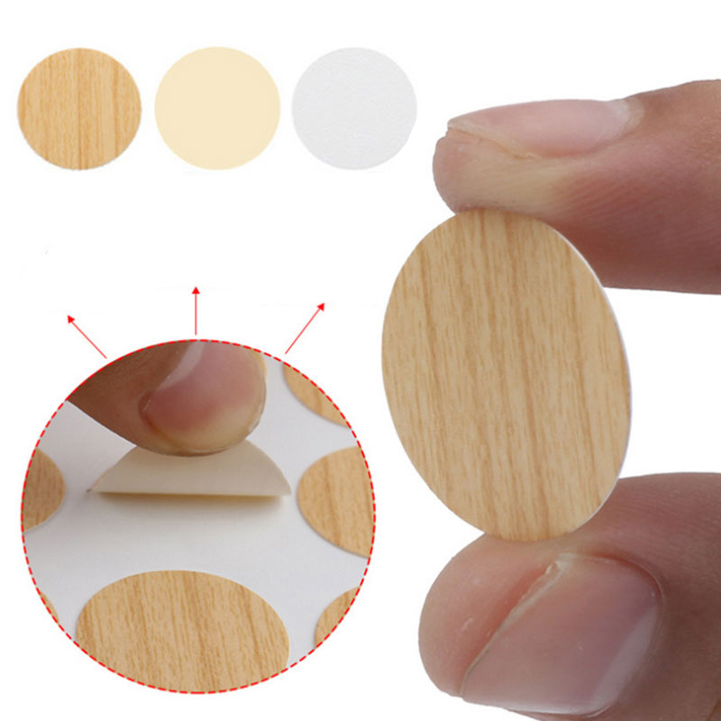 54Pcs/Sheet Zelfklevende Meubels Fineer Schroef Gat Stickers Decoratieve Nail-Stickers Hout Blad Voor Bureau kast Decoratie