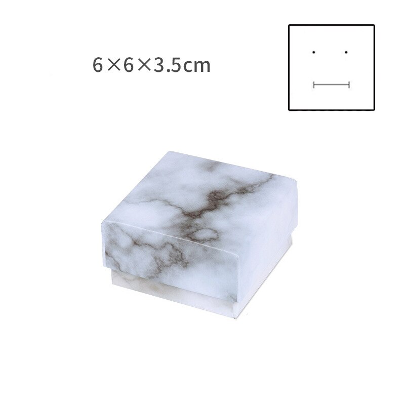 Pap smykkeskrin opbevaring display bæreræske til halskæder armbånd øreringe firkantet rektangel marmor hvid håndlavet: 6 x 6 x 3.5cm