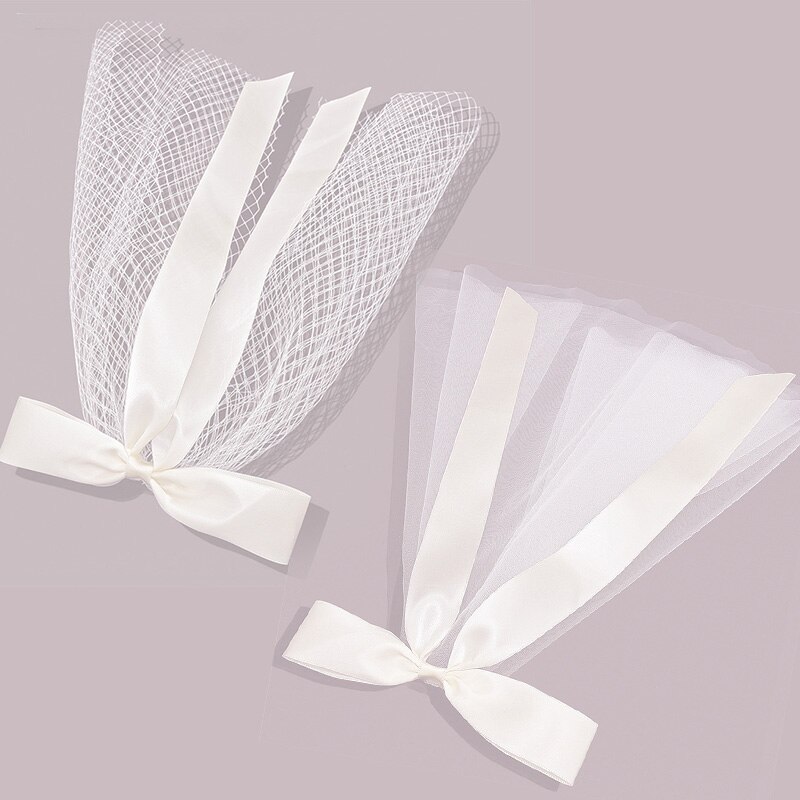 Haar Sluier Met Clips Handgemaakte Bruiloft Accessoires Engagement Hairwear Wit Ivoor Hoofdtooi Verkoop Boog Knoop Bruidssluier