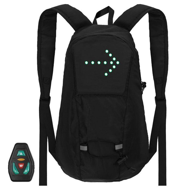 Sac à dos de vélo avec clignotant LED, 15L, avec indicateur de direction, lumière de sécurité aste par USB, étanche, sans fil, RC: Default Title