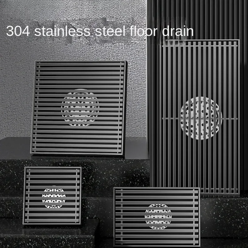 Large Floor Drain 304 Stainless Steel 12/15/20cm Square Linear Bathroom Floor Drains Outdoor Courtyard Large Diameter Drain