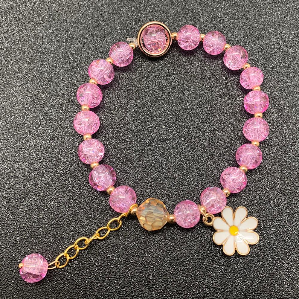 Bohemian Handmade Blume Form Lange Quaste Glas Armband Seld Baumeln Sets Frauen Multi Farbe Armbänder Schmuck Weihnachten: Pink Flower A