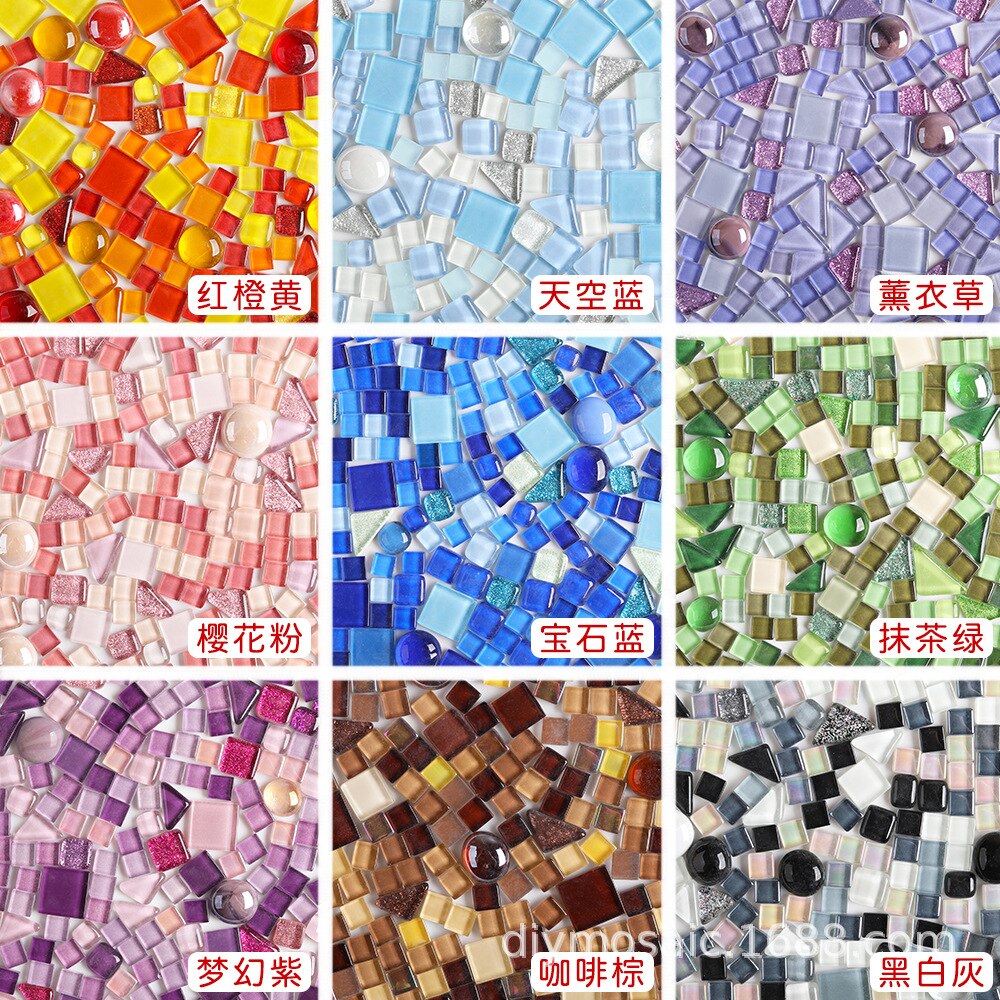 Mosaic DIY Material Irregular Small Particle Color Decal Crystal Glass Tile Small Patch Glass Mirror Mosaic Tiles