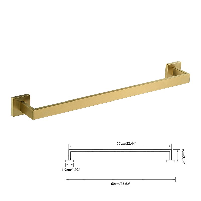 Set di accessori per il bagno in oro spazzolato appendiabiti portasciugamani portasciugamani Bar scaffale porta carta velina accessori per il bagno: Single Towel Bar