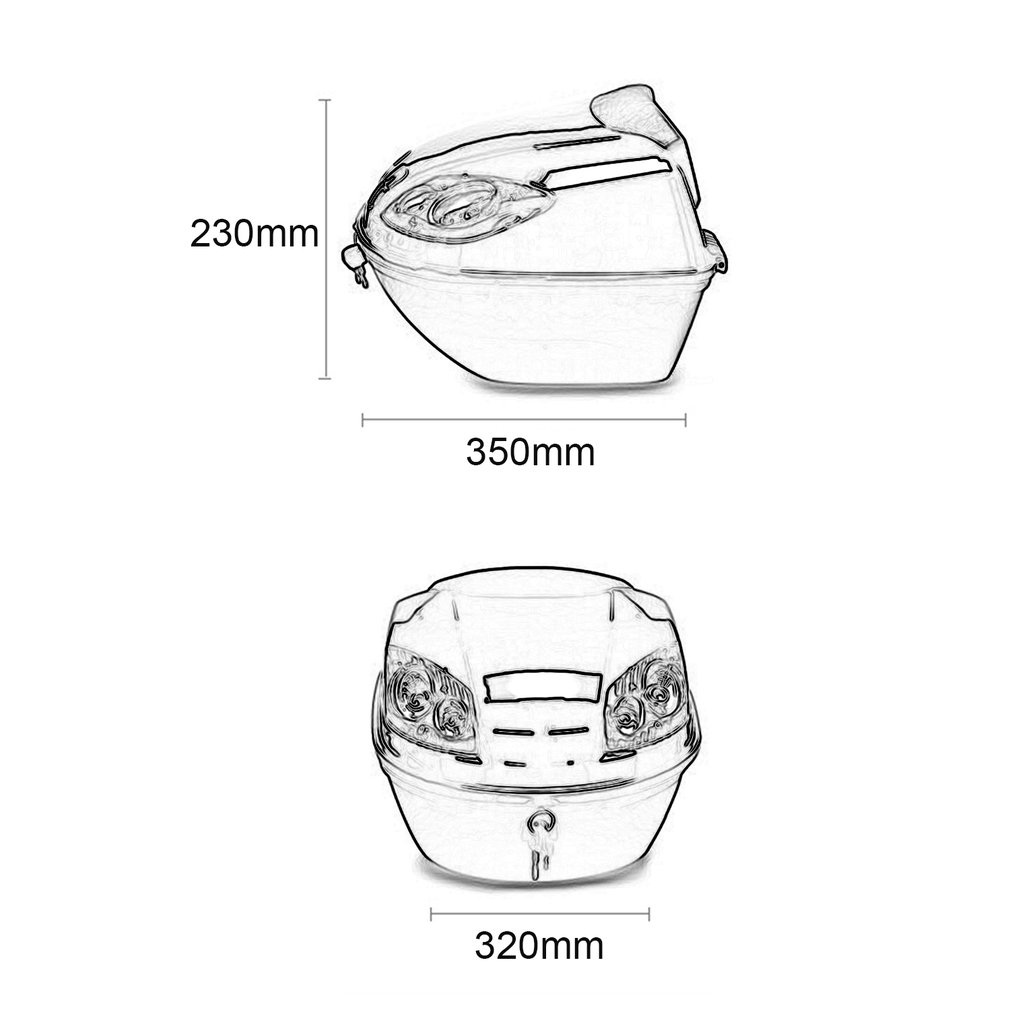 1 stk universal e-sykkel bakboks motorsykkel topp hard veske hjelm oppbevaring boks hale boks bagasje koffert med reflekterende lampe