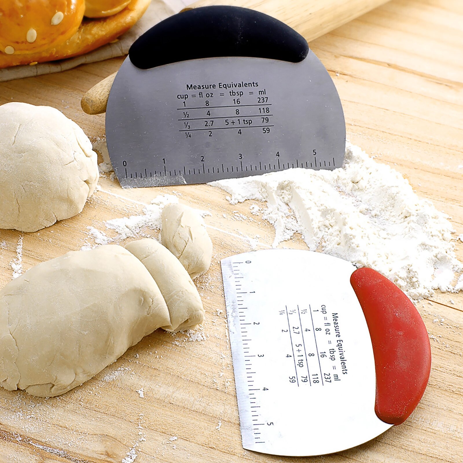 Kitchen Dough Scraper with Scale Stainless Steel Flour Dough Pizza Scraper Baking Utensils Pastry Spatula Baking Tools