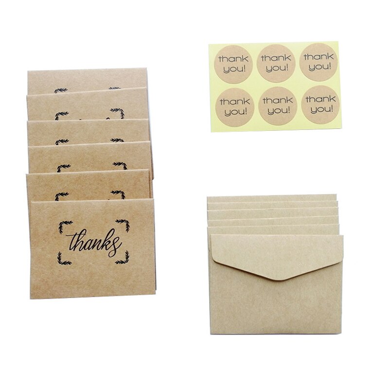 6pcs Kraft Message DIY Folding Birthday Wedding Invitations Party Handwritten Blessing Greeting Cards Kids Mini Stationery: frame