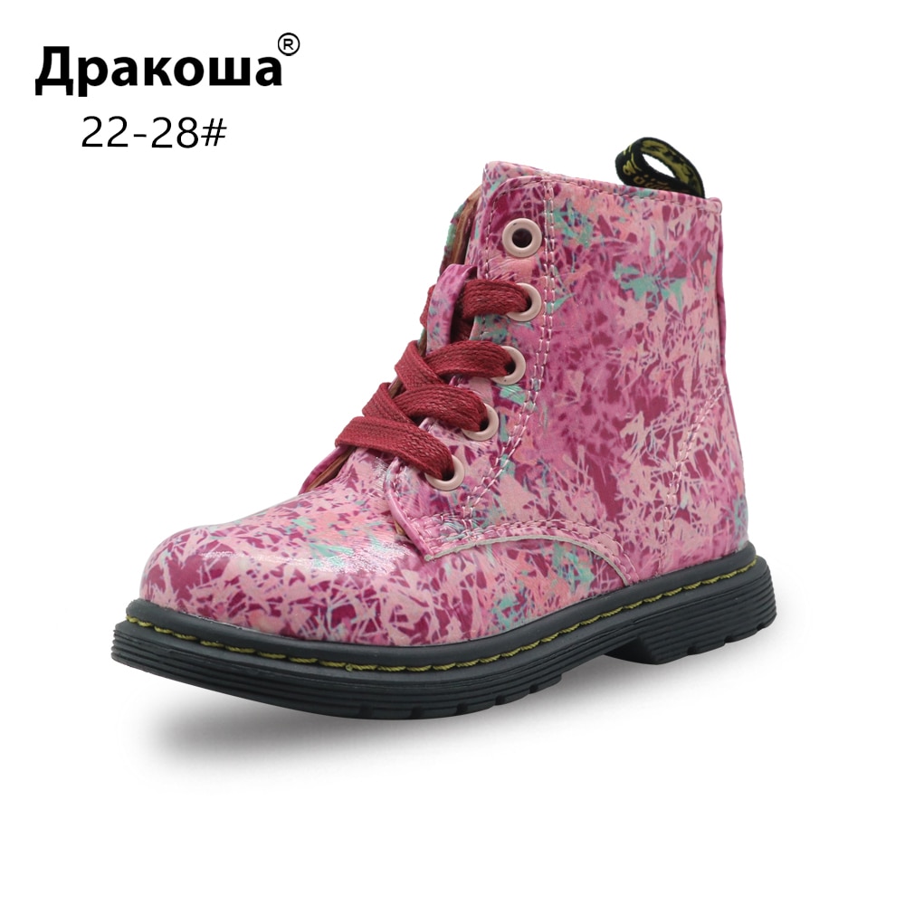 Apakowa Herbst Frühling Mädchen Martin Stiefel mit Reißverschluss Kleinkind freundlicher Baby Mädchen Spitze-hoch Wasserdicht Stiefeletten Kind Schuhe